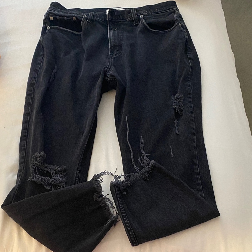 Abercrombie And Fitch The Mom High Rise Black Ripped Jeans